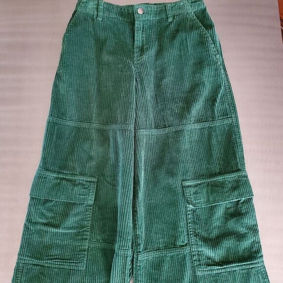 Empyre Darian Green Wide Leg Relaxed Loose Fit Cargo Corduroy Pants Small - Picture 1 of 14